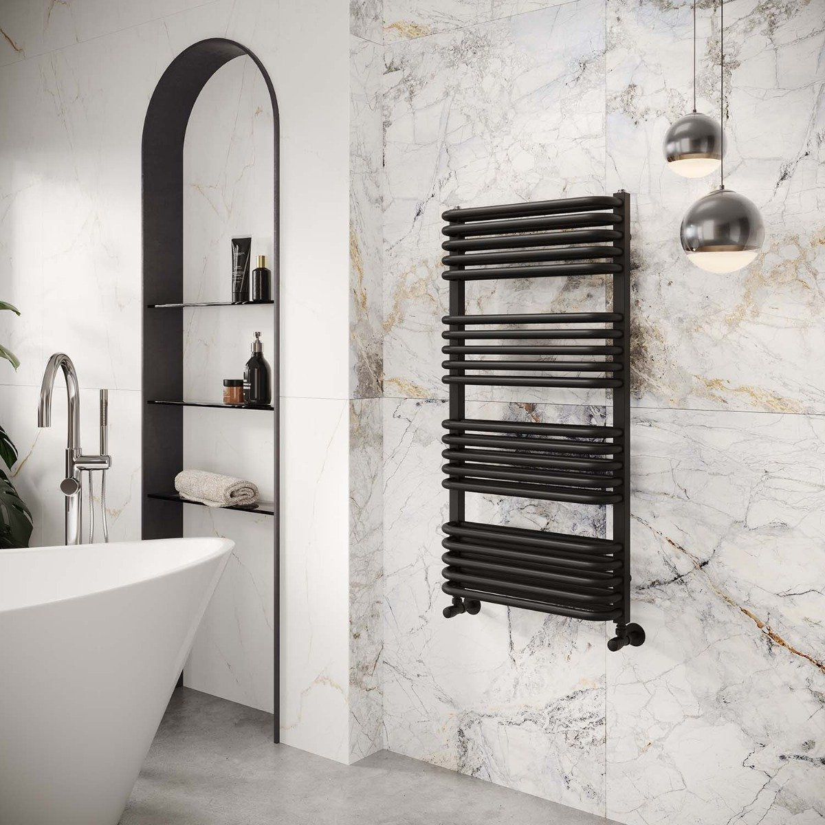 Hanley Matt Black Heated Towel Rail 1000x500mm