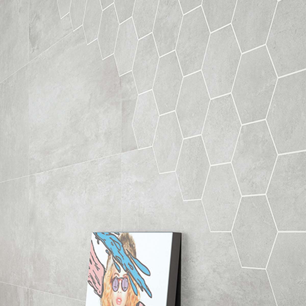 Gandi Concrete Perla Hexagon Matt Porcelain Tile 250x290mm