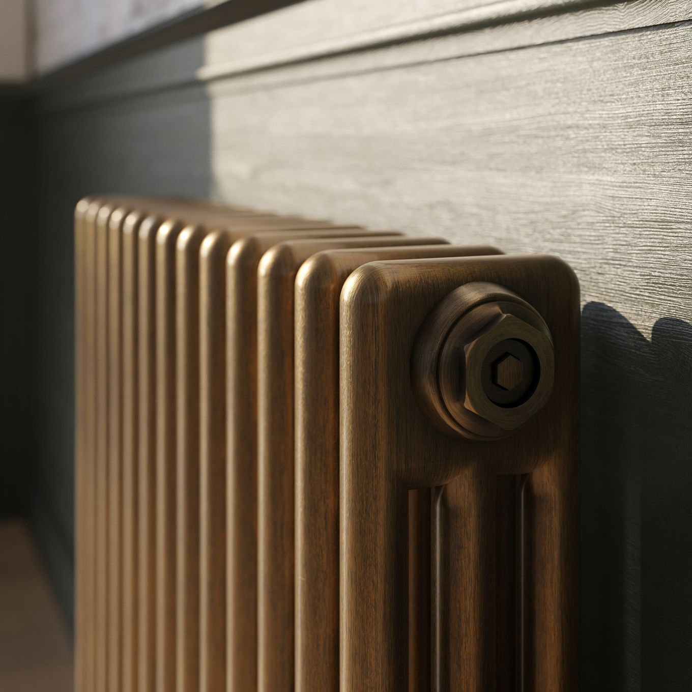 Clement Antique Brass Triple Horizontal Column Radiator 400x1190mm