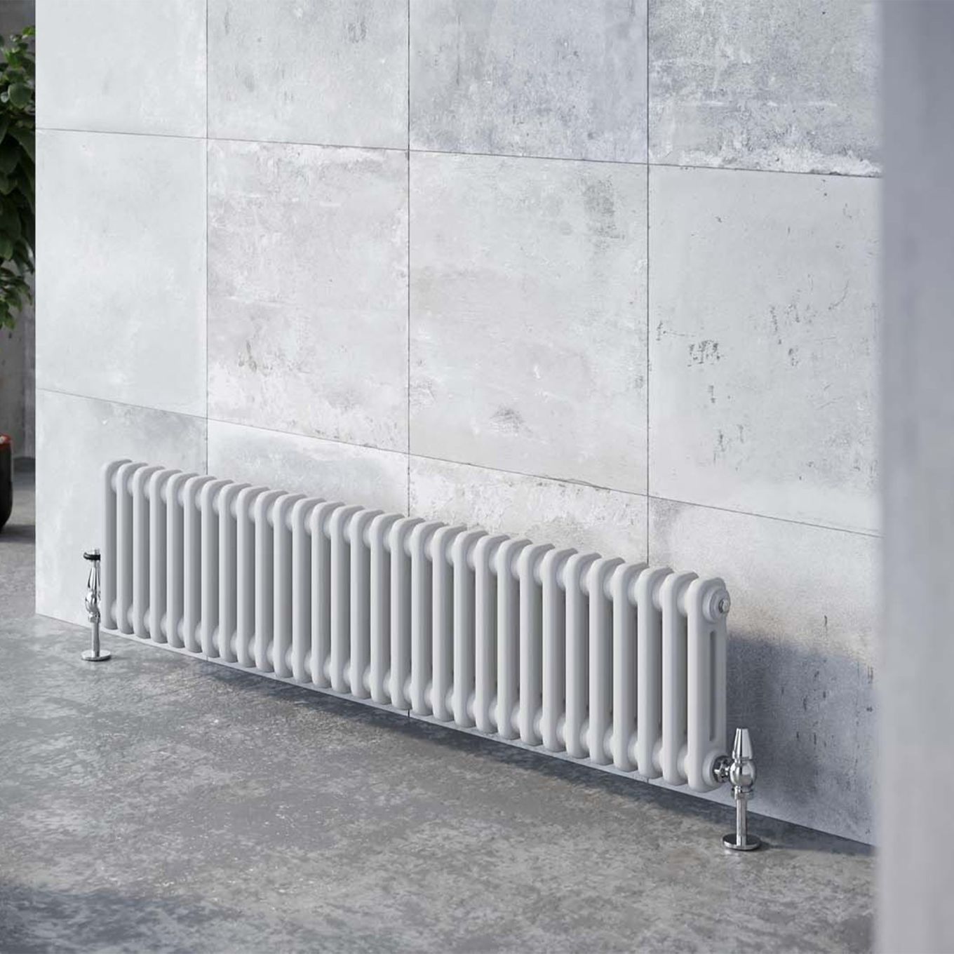 Upton White Double Horizontal Column Radiator 300x1010mm