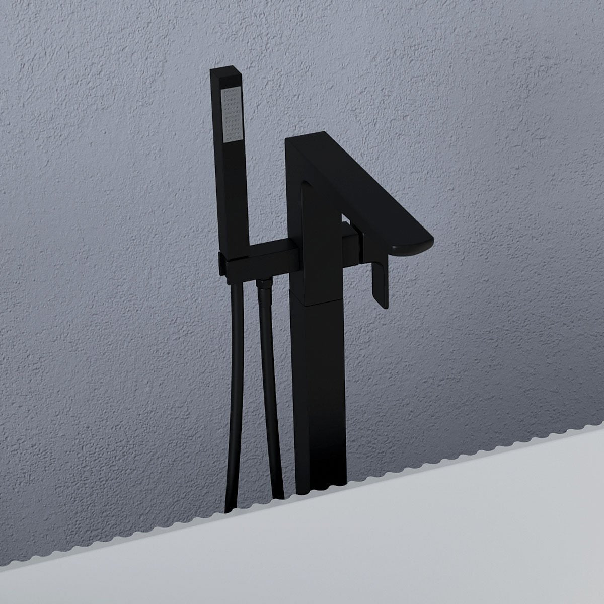 Zena Matt Black Floor Standing Bath Shower Mixer Tap
