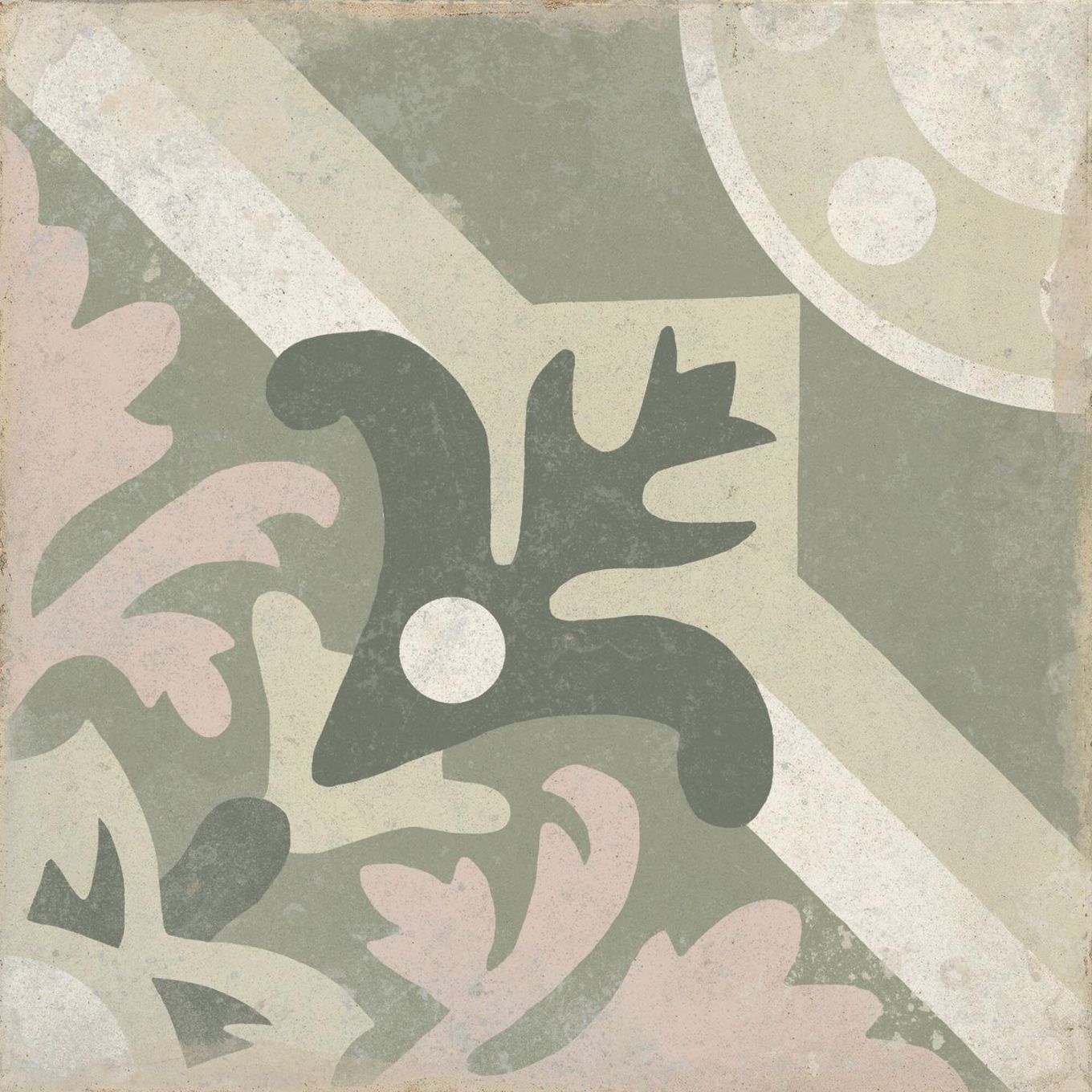 Rome Sage Matt Porcelain Patterned Tile 223x223mm