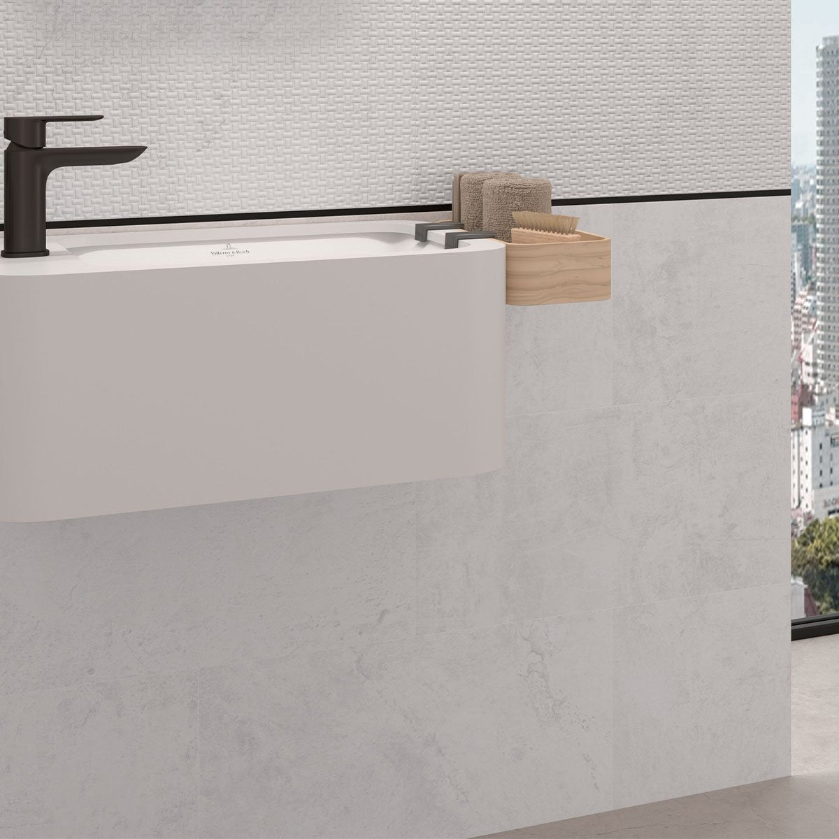 Donovan White Concrete Effect Porcelain Tile 600x1200mm