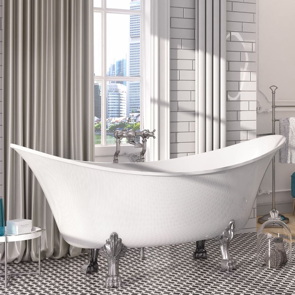Ahana Traditional Freestanding Bath with Chrome Claw Feet 1730x750mm
