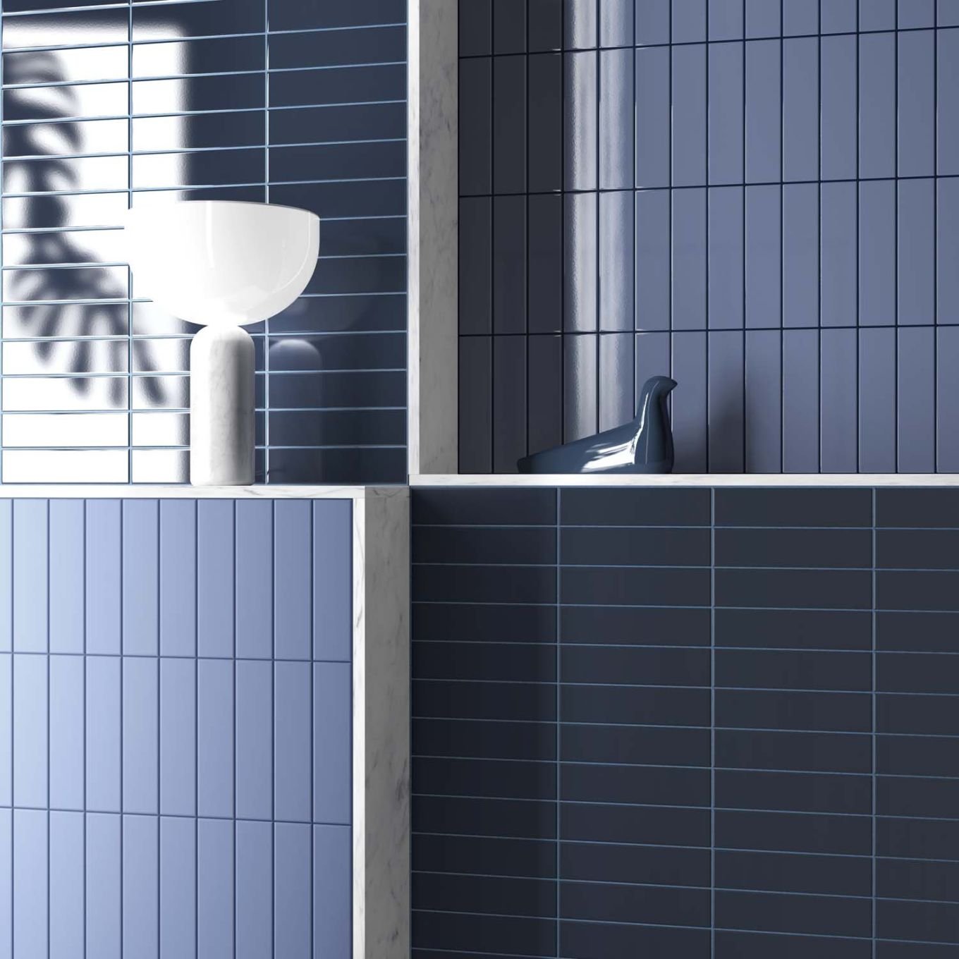 Accordion Naval Matt Ceramic Brick Tile 200x50mm
