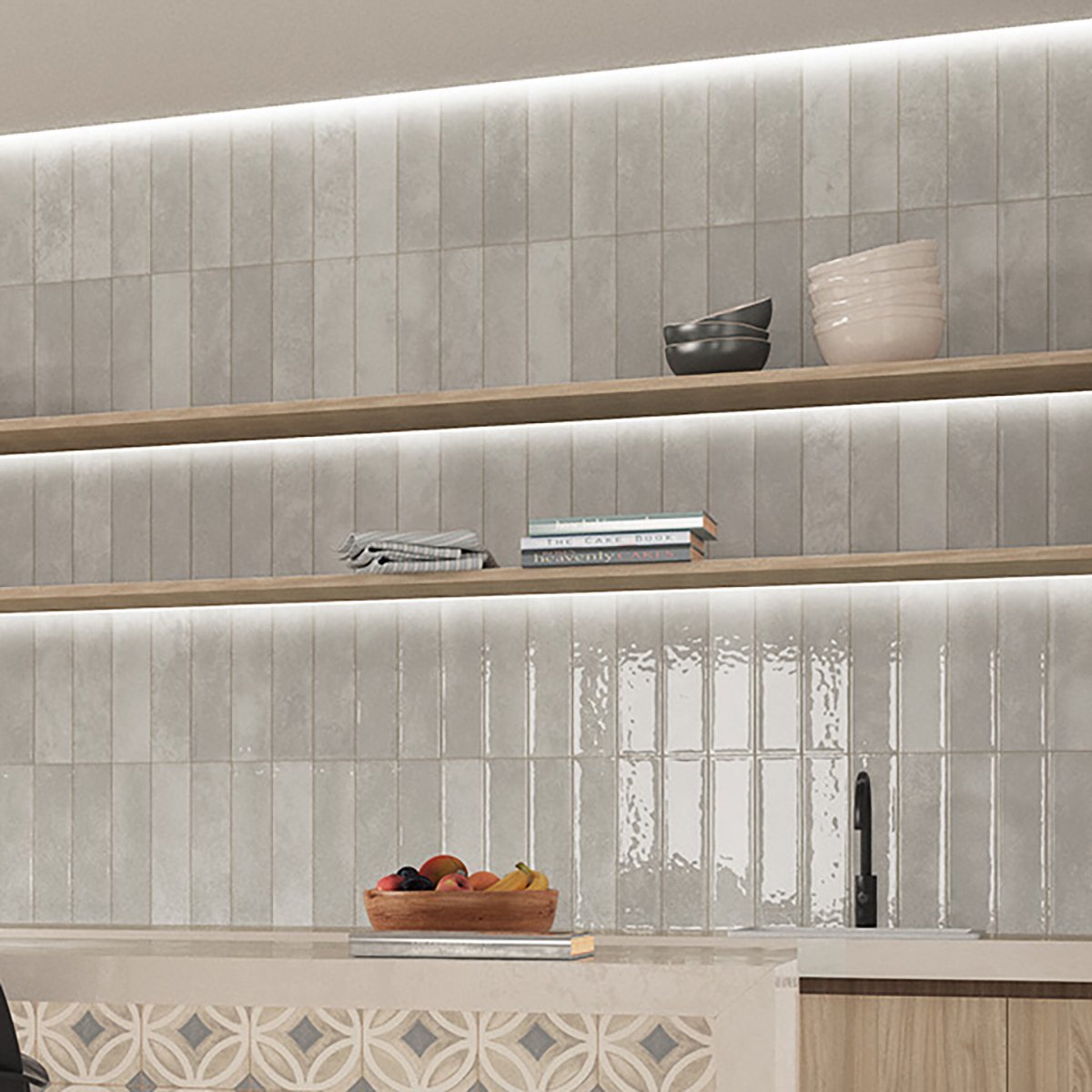 Navajo Gris Gloss Ceramic Brick Tile 75x300mm