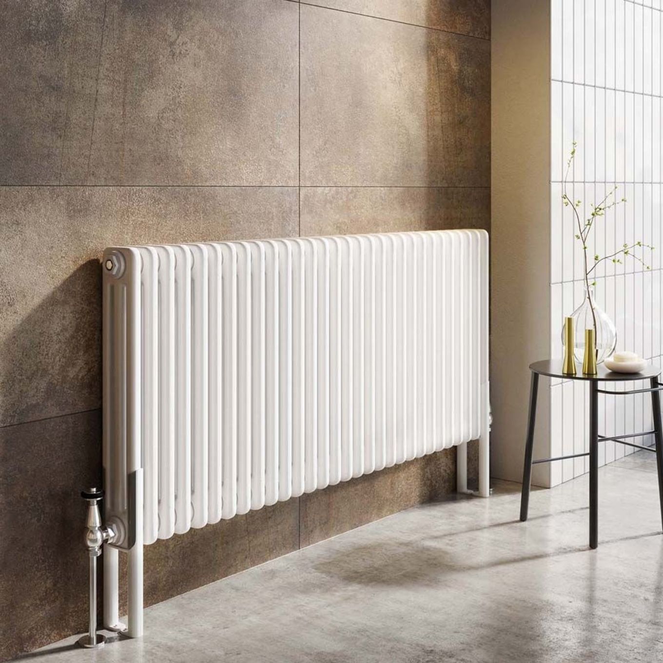 Upton White Triple Horizontal Column Radiator 600x605mm