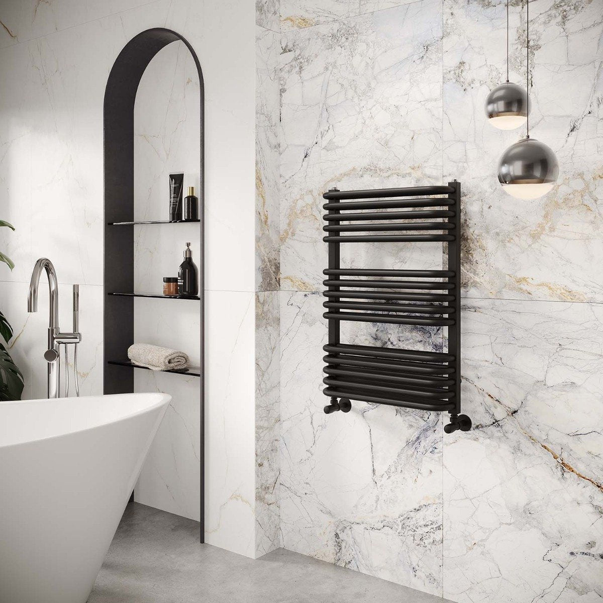 Hanley Matt Black Heated Towel Rail 736x500mm