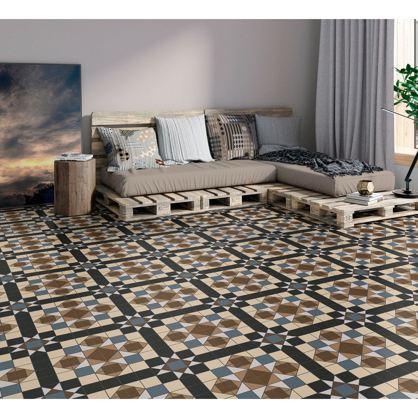 Vincent Multicolour Matt Ceramic Tile 450x450mm
