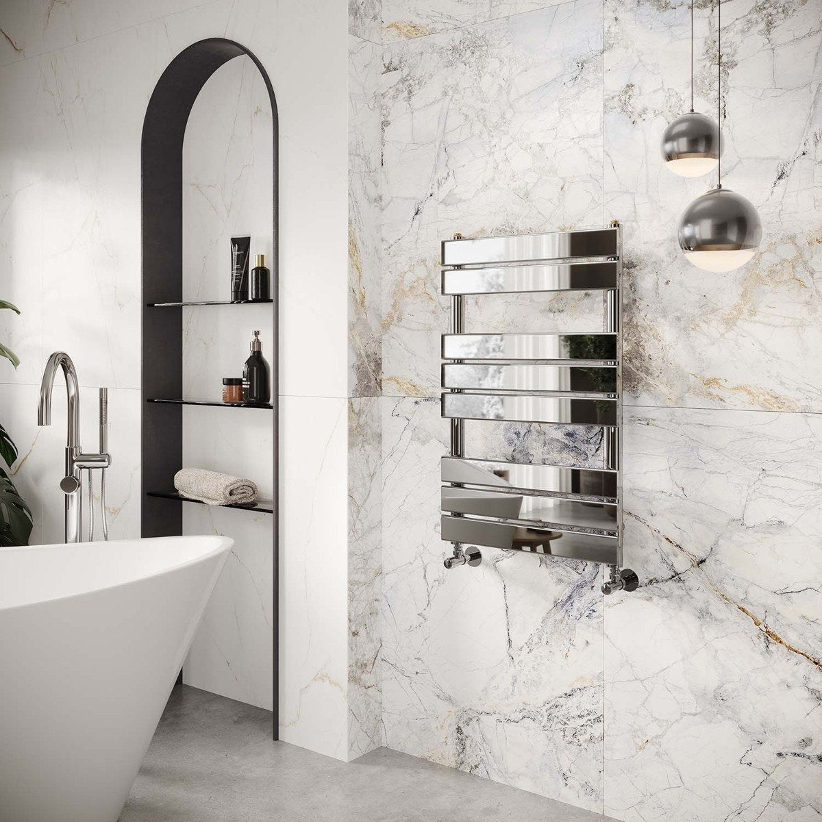 Rosa Chrome Heated Towel Rail 800x500mm