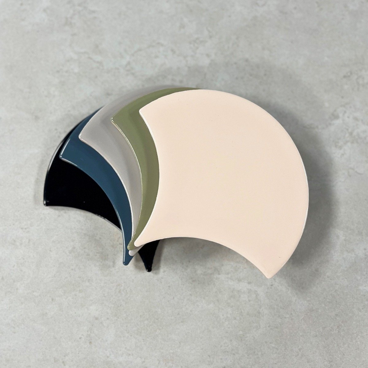 Pescara Ceramic Grey Fan Tile 150x134mm