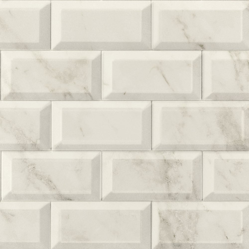 Metro Calcata Beige Marble Ceramic Brick Tile 100x200mm