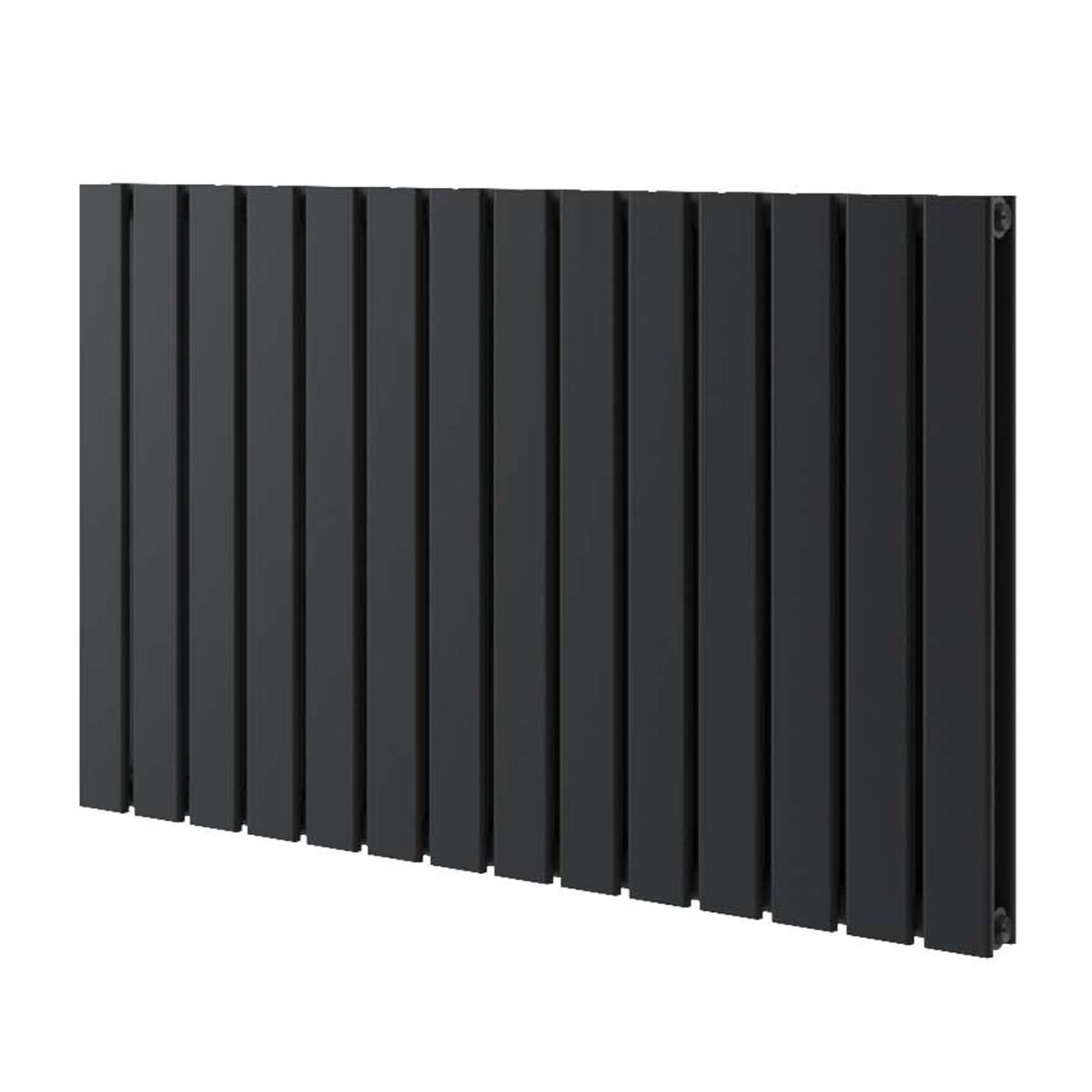 Perth Matt Black Double Vertical Flat Panel Radiator 600x952mm