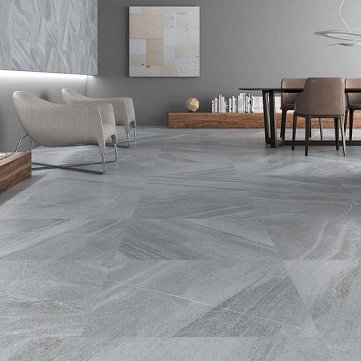 Cave Gris Stone Effect Indoor Porcelain Tile 600x600mm