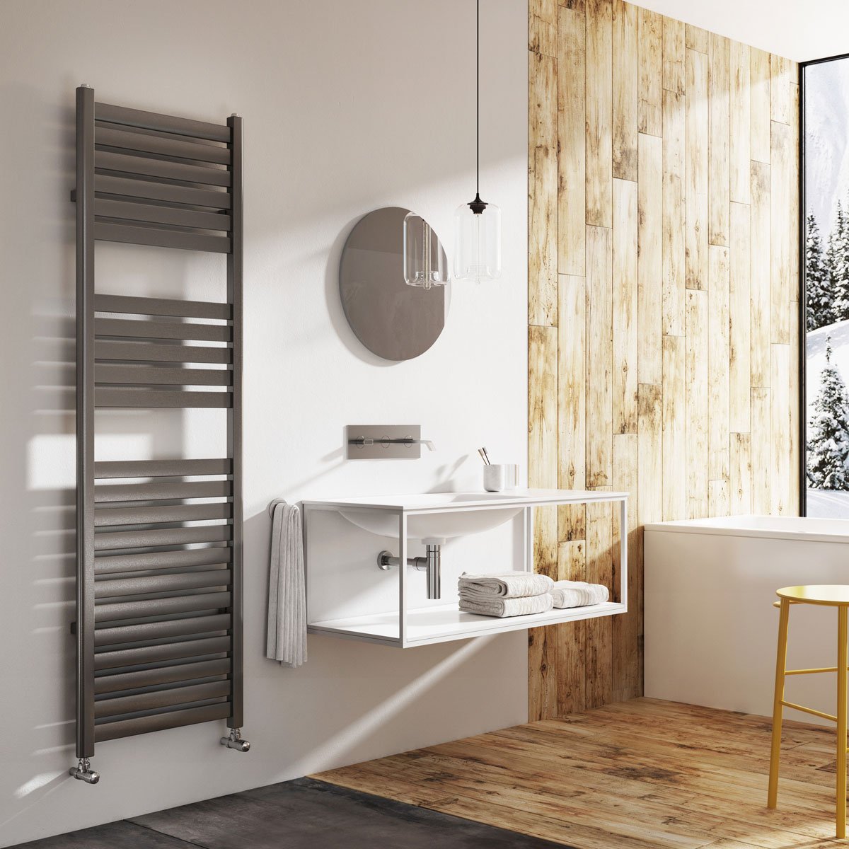 Portabello Anthracite Heated Towel Rail 1600x500mm