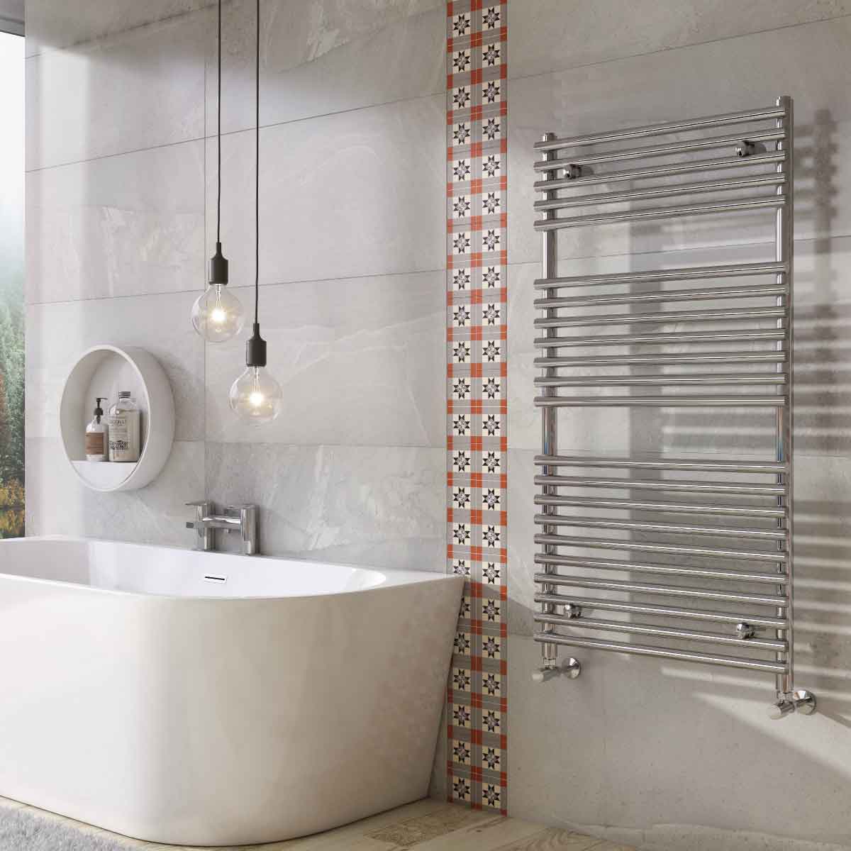 Dutton Chrome Heated Towel Rail 1200x600mm