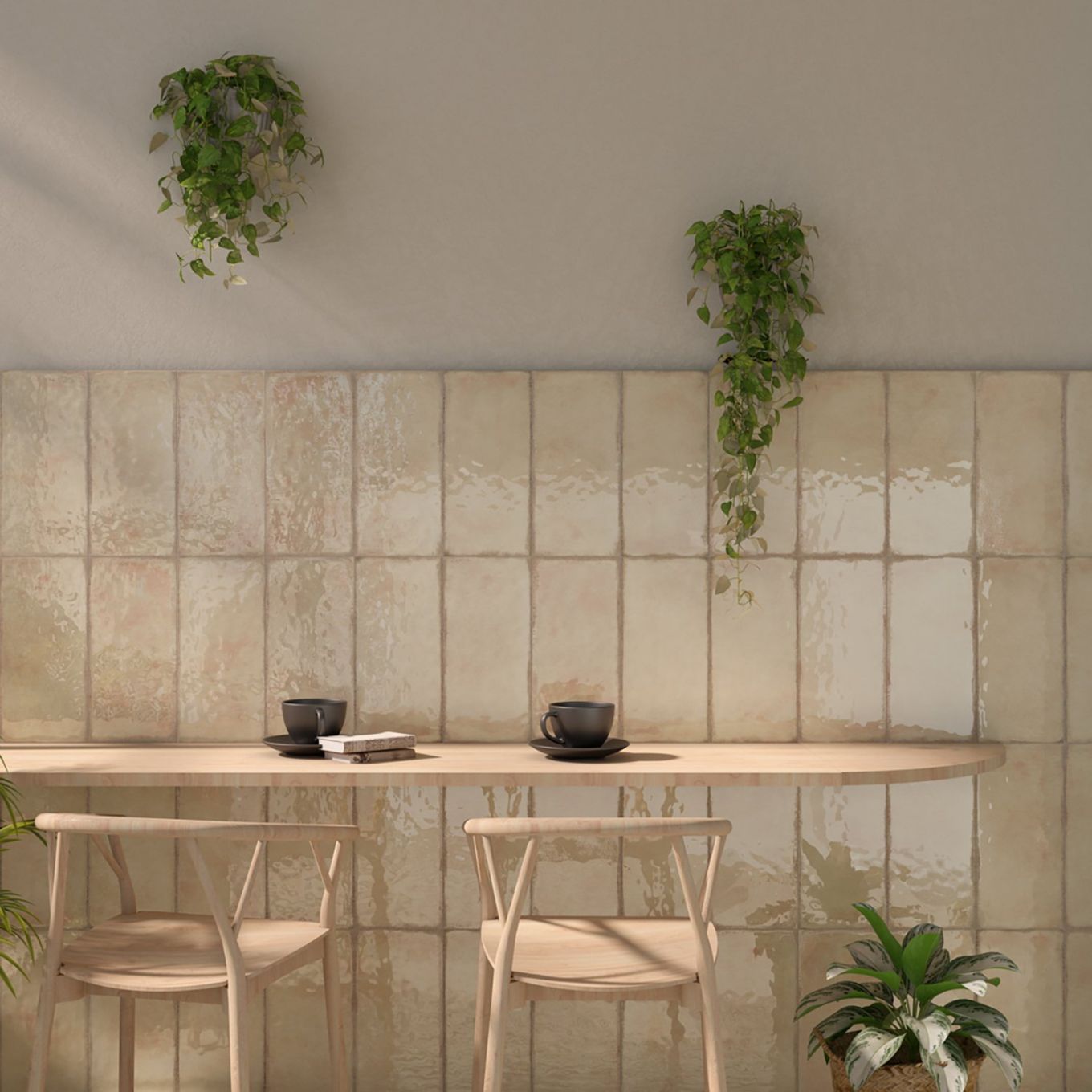Inca Beige Glossy Porcelain Brick Tile 150x316mm