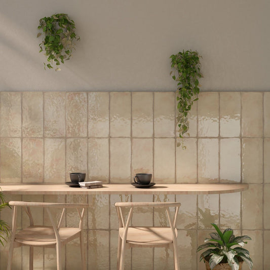 Inca Beige Glossy Porcelain Brick Tile 150x316mm