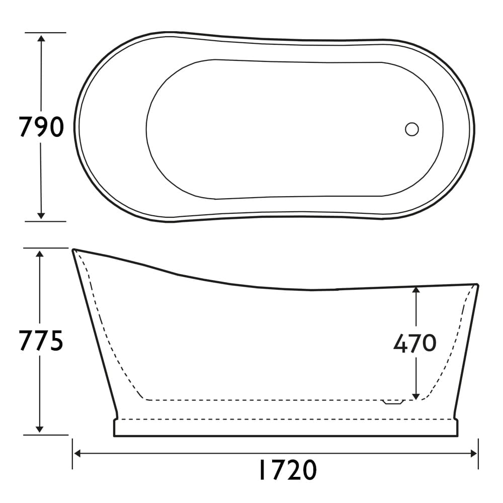 Tadeo Freestanding Acrylic Bath 1720x790mm