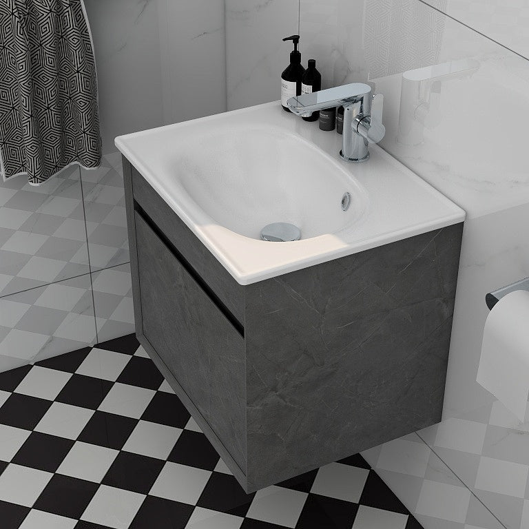 Alma 500mm Single Drawer cabinet in Grey Marble