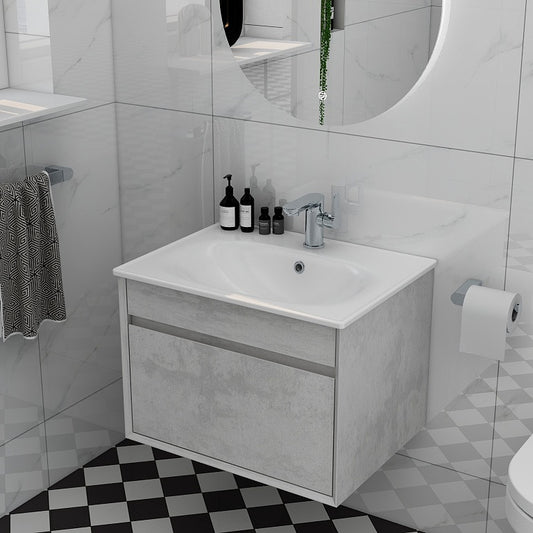 Alma 600mm Single Drawer cabinet in Natural Stone