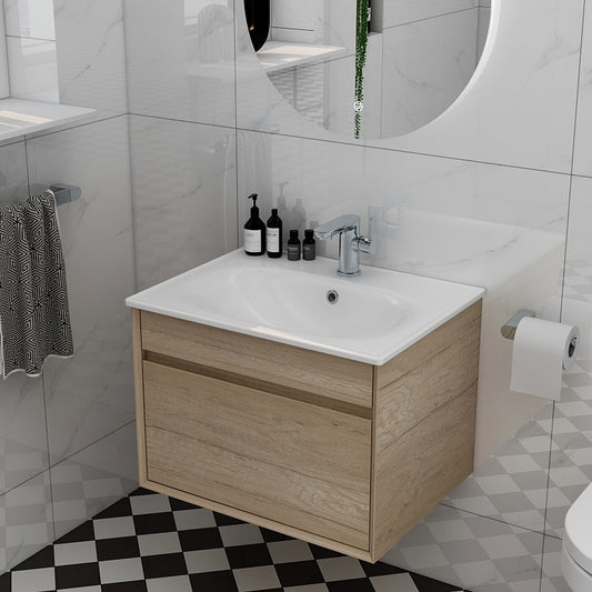 Alma 600mm single Drawer Cabinet in Natural Oak