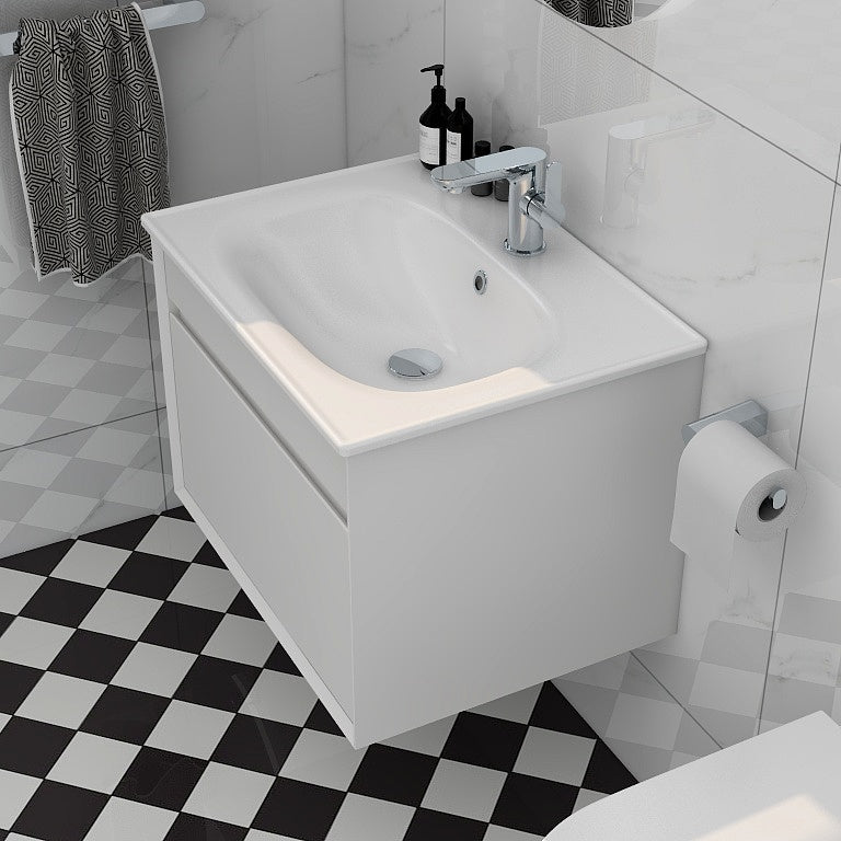 Alma 600mm Single Drawer cabinet in Matt White