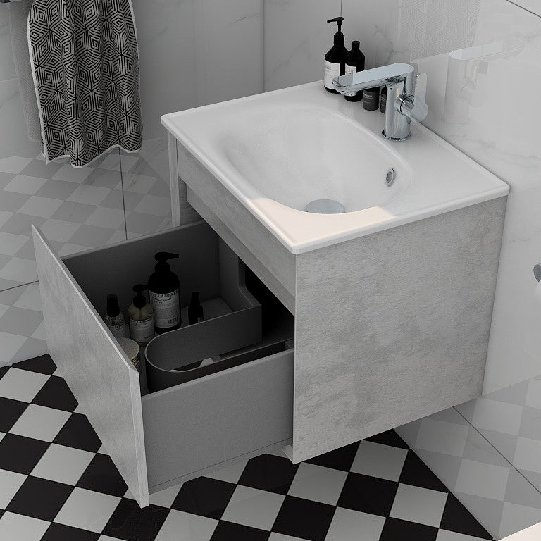 Alma 600mm Single Drawer cabinet in Natural Stone