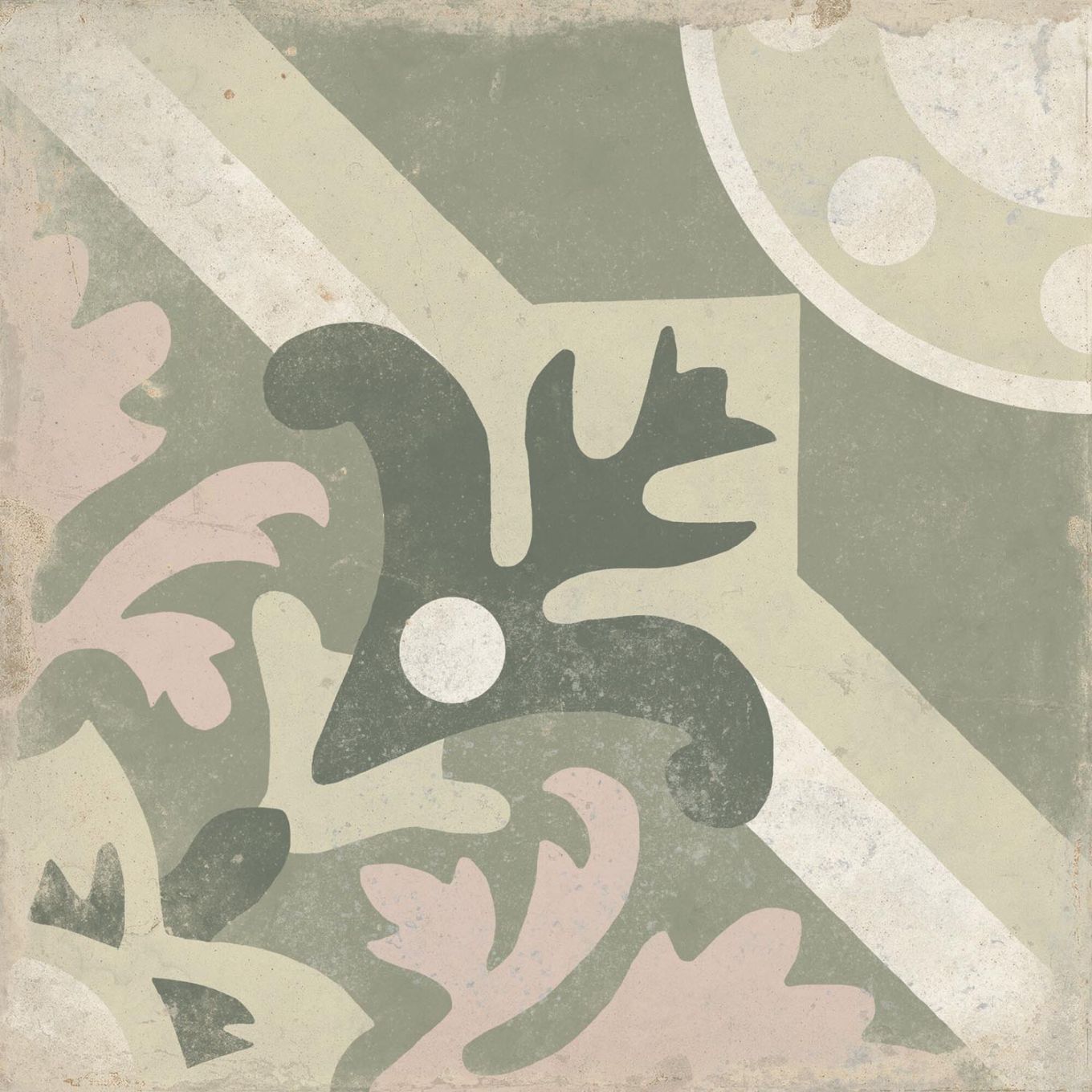 Rome Sage Matt Porcelain Patterned Tile 223x223mm