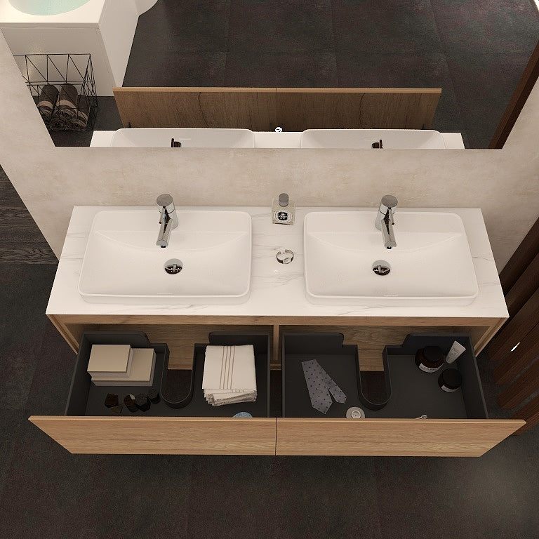Arco 1600mm twin single drawer cabinet in Natural Oak