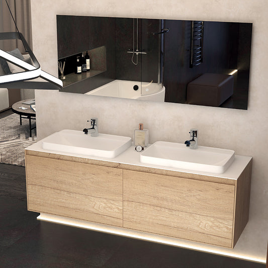 Arco 1600mm twin single drawer cabinet in Natural Oak