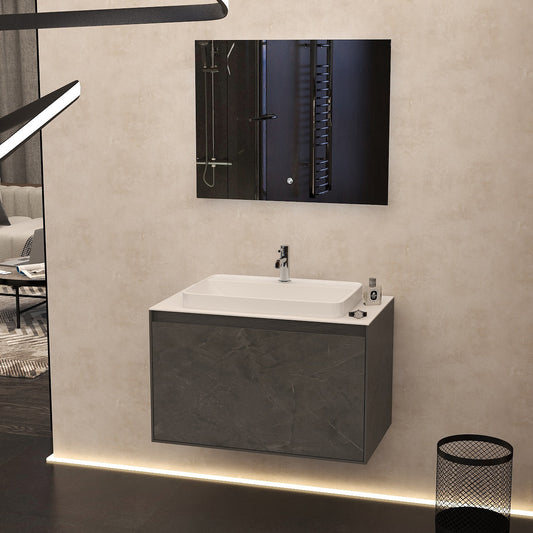 Arco 800mm single drawer cabinet in Grey Marble