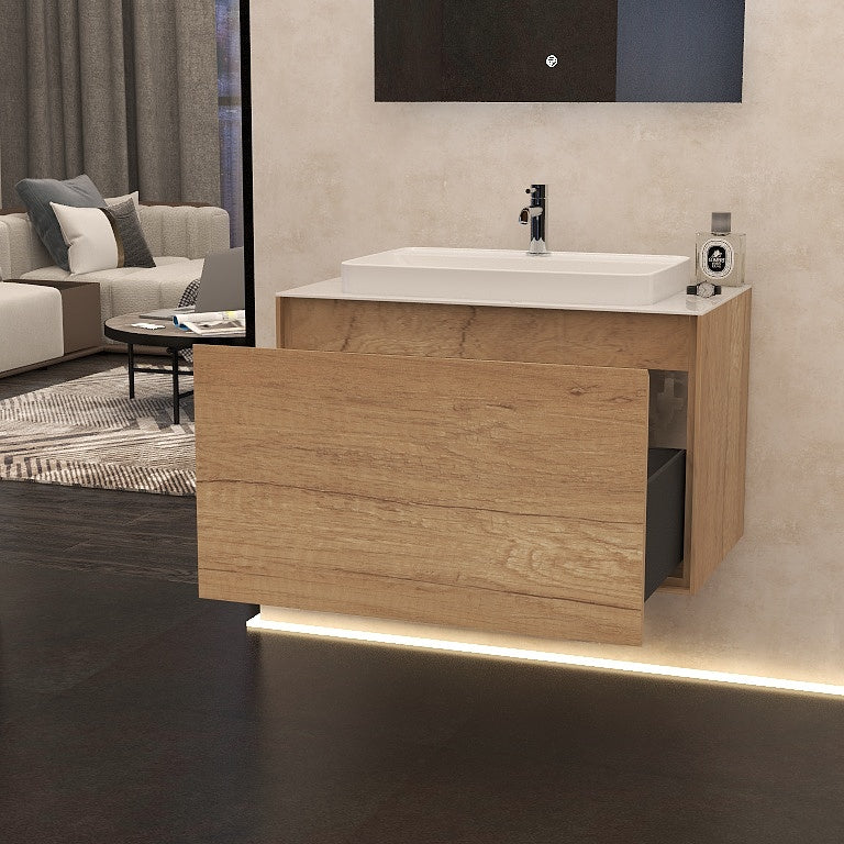 Arco 800mm single drawer cabinet in Natural Oak