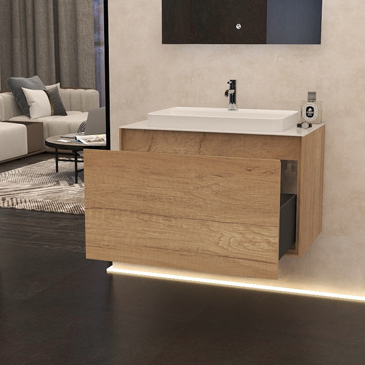 Arco 800mm single drawer cabinet in Natural Oak