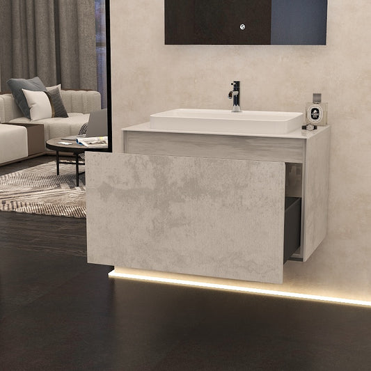 Arco 800mm single drawer cabinet in Natural Stone