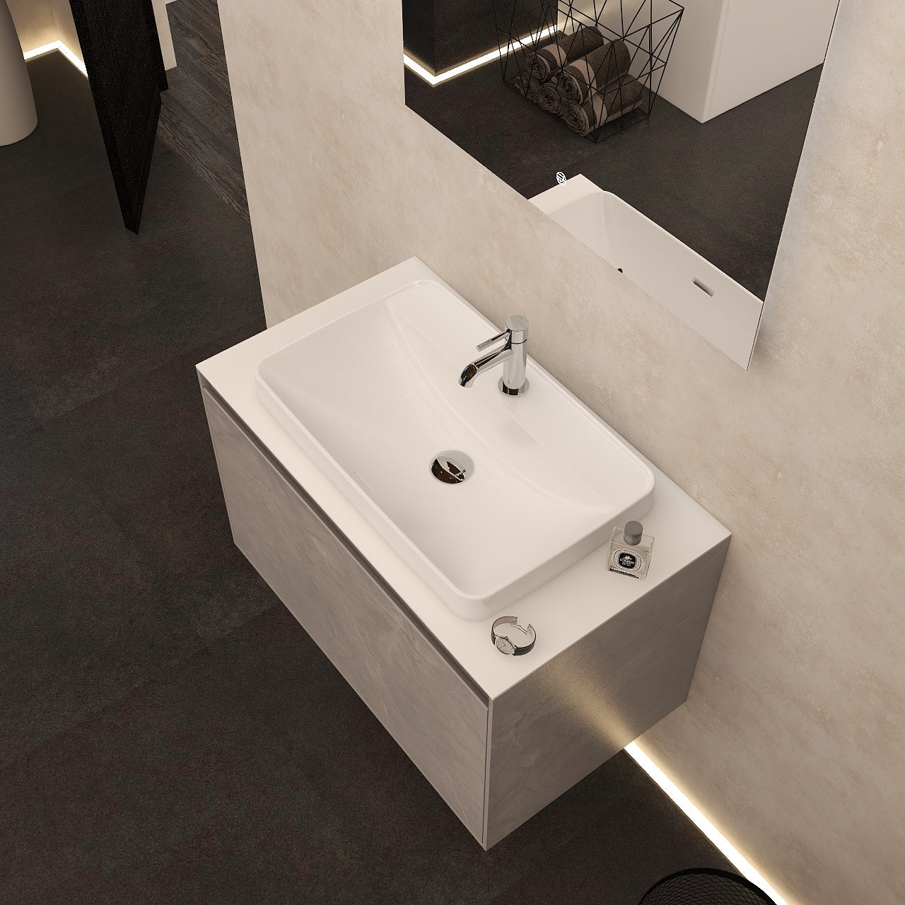 Arco 800mm single drawer cabinet in Slate