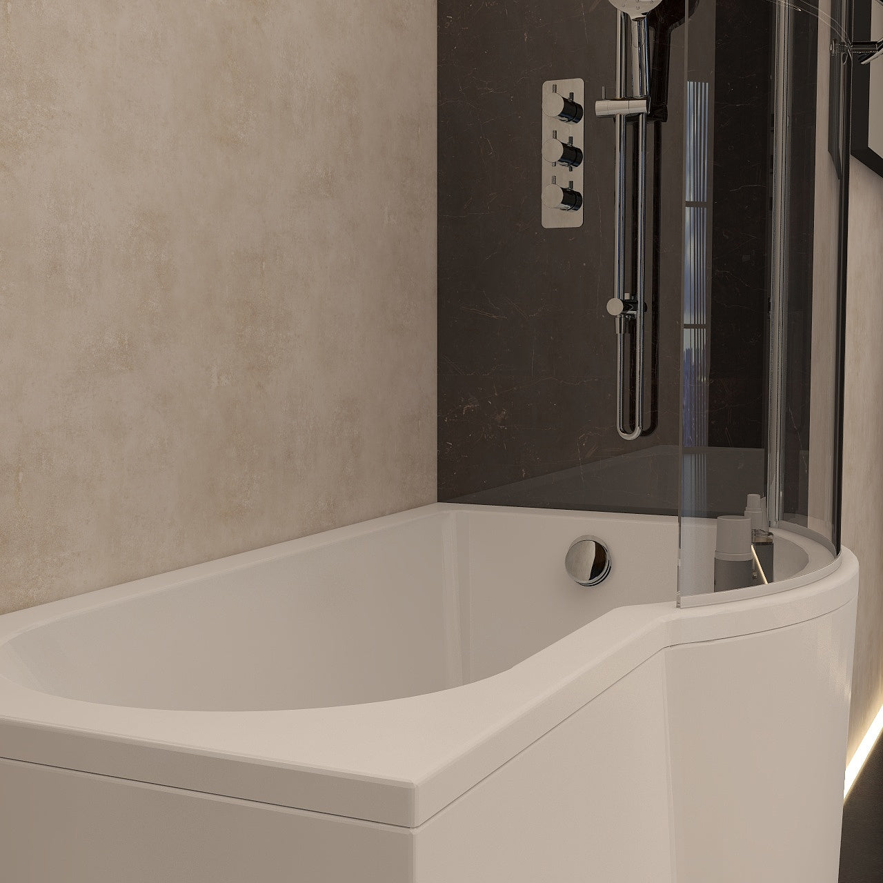 Imex Premiercast Arco shower bath 1500mm (inc. leg pack)