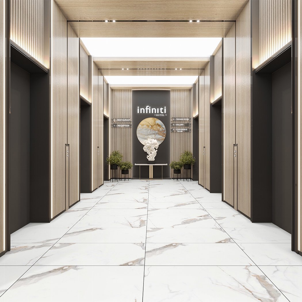 Stockholm White Marble Uniglow Porcelain Tile 1200x600mm