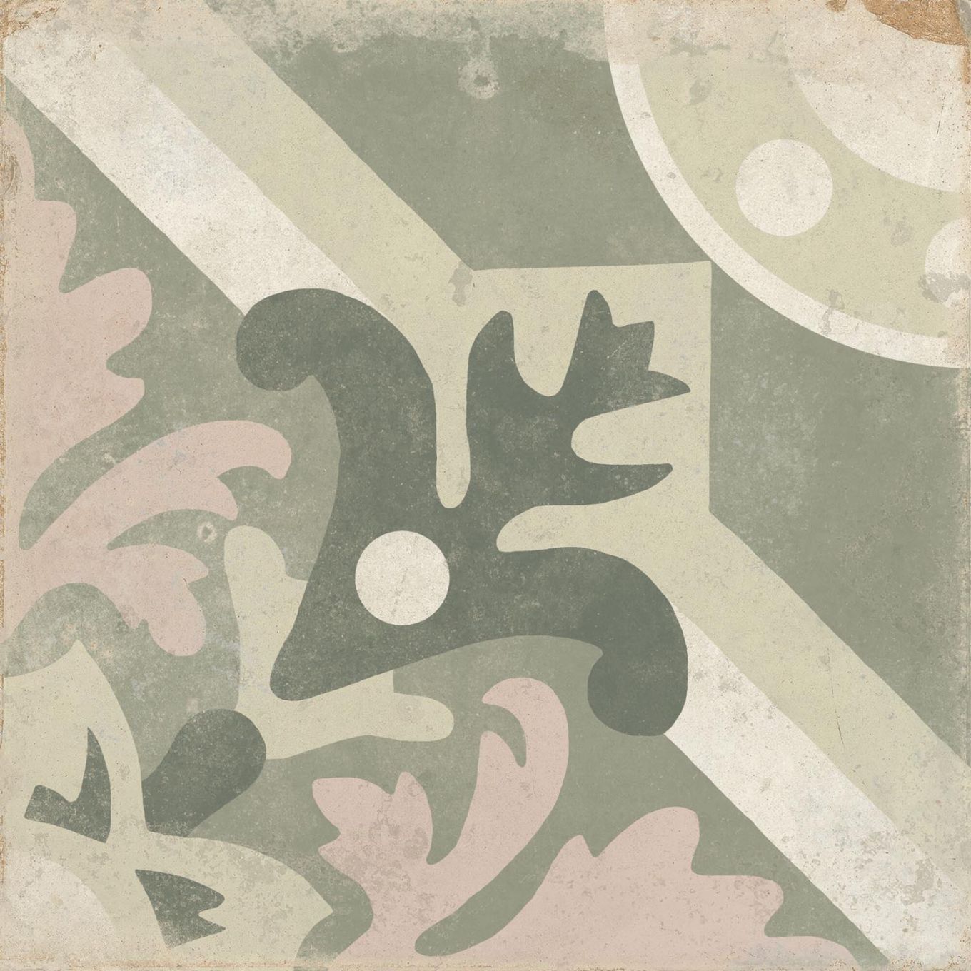Rome Sage Matt Porcelain Patterned Tile 223x223mm