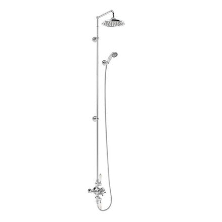 Avon Thermostatic Exposed Shower Valve Dual Outlet,Extended Rigid Riser, Swivel Shower Arm, Handset & Holder with Hose with Rose