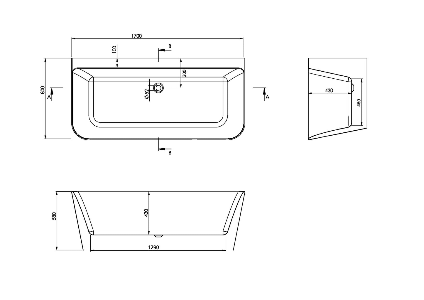 Porto Back-to-Wall Bath