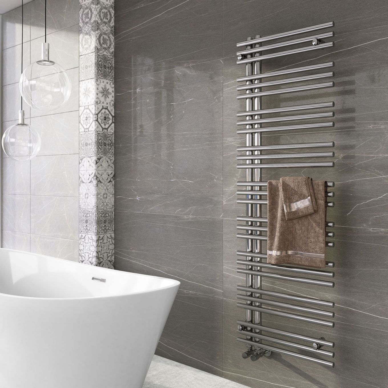 Uzon Chrome Heated Towel Rail 1600x500mm