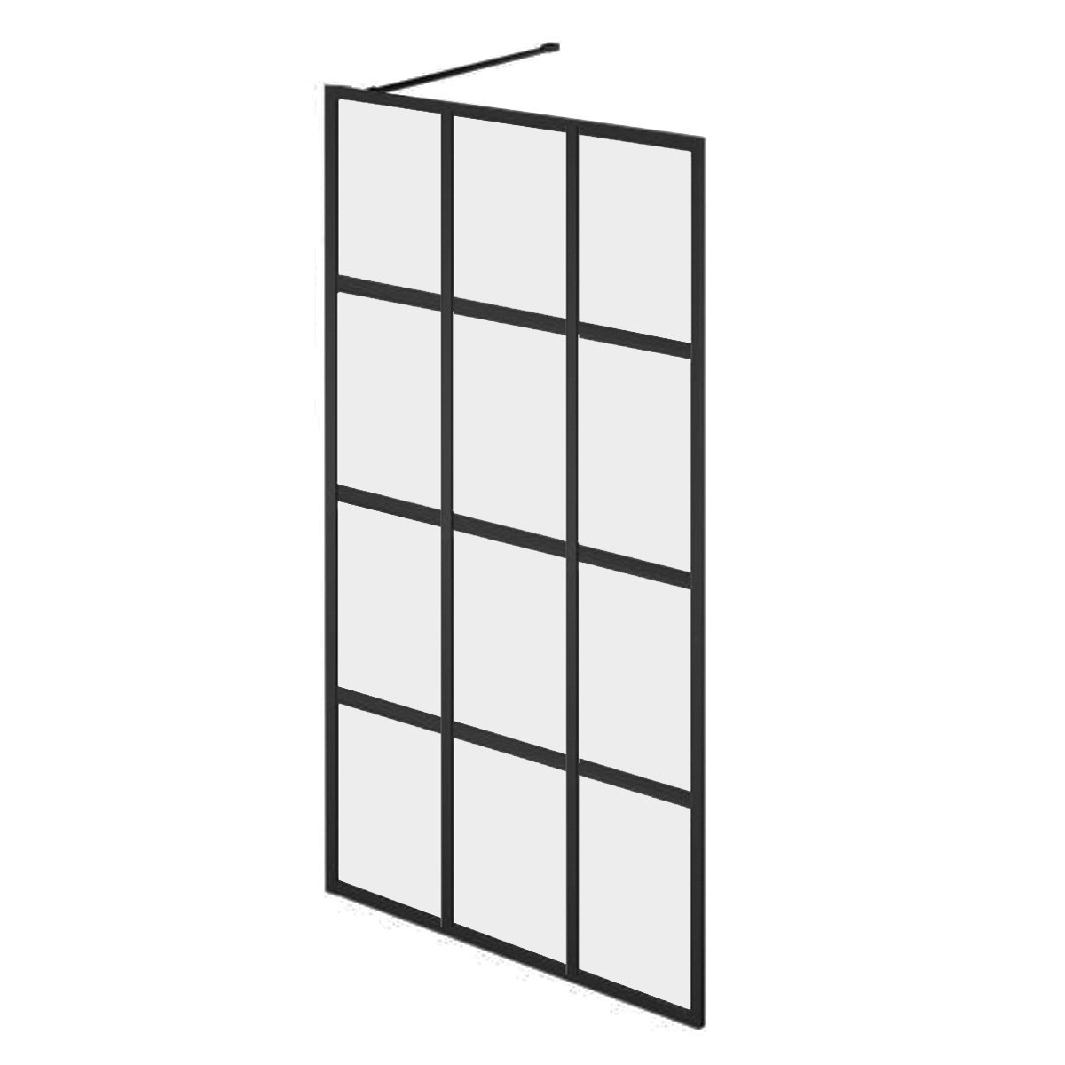 Amien Matt Black Grid Framed Shower Screen 880mm