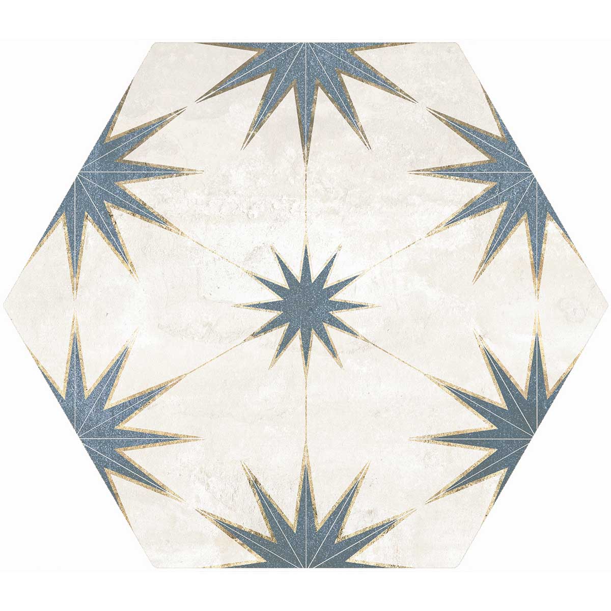Elise Decor Blue Hexagon Matt Porcelain Tile 228x198mm