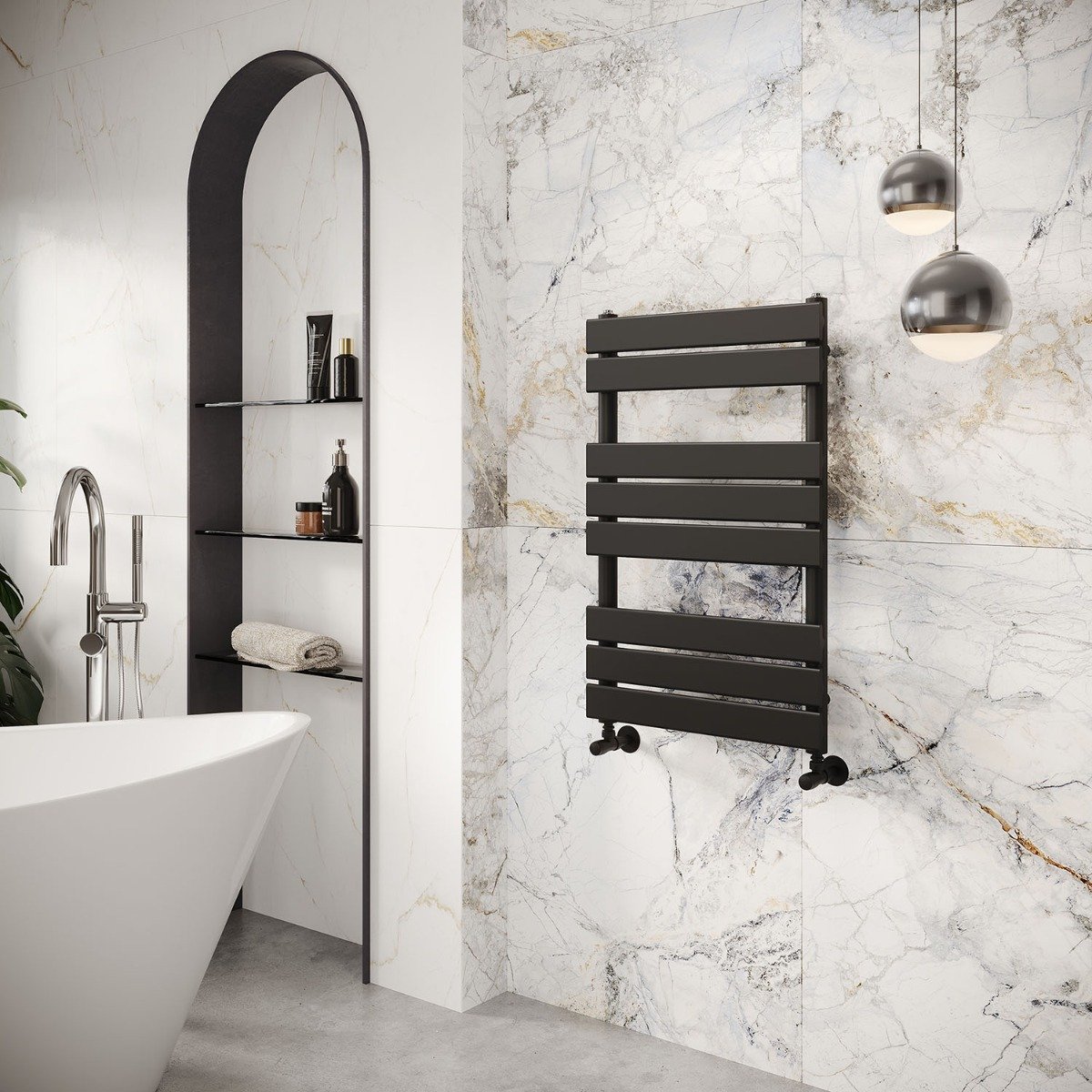 Rosa Matt Black Heated Towel Rail 800x500mm