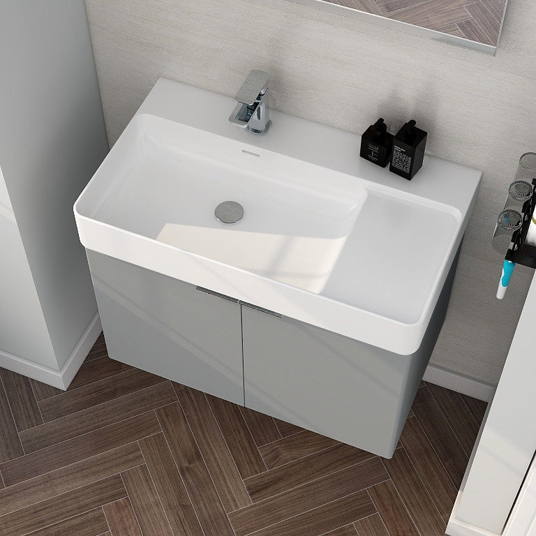 Blade 800 Two Door Wall Hung Matt Grey Cabinet