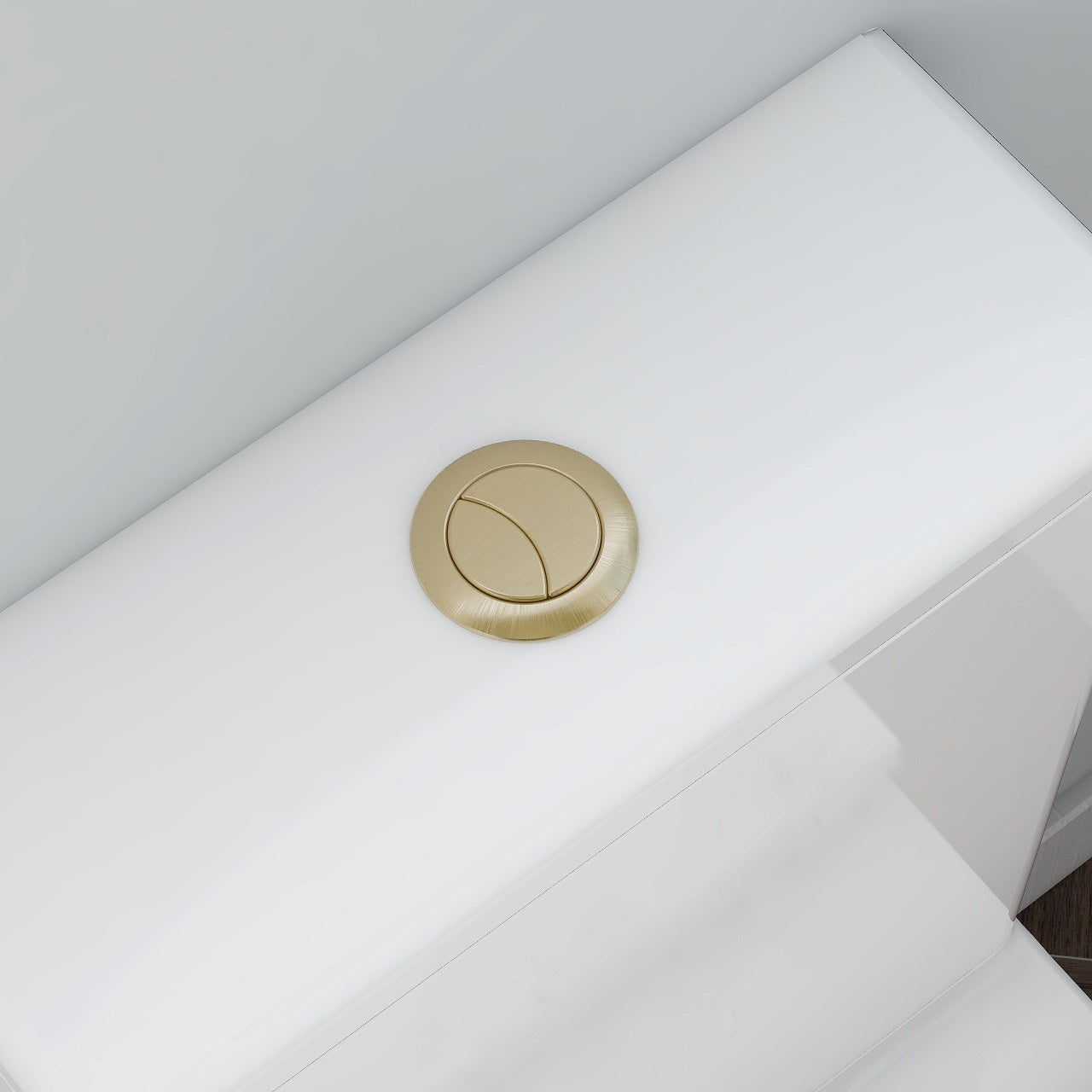 Brushed brass push button for close coupled cisterns