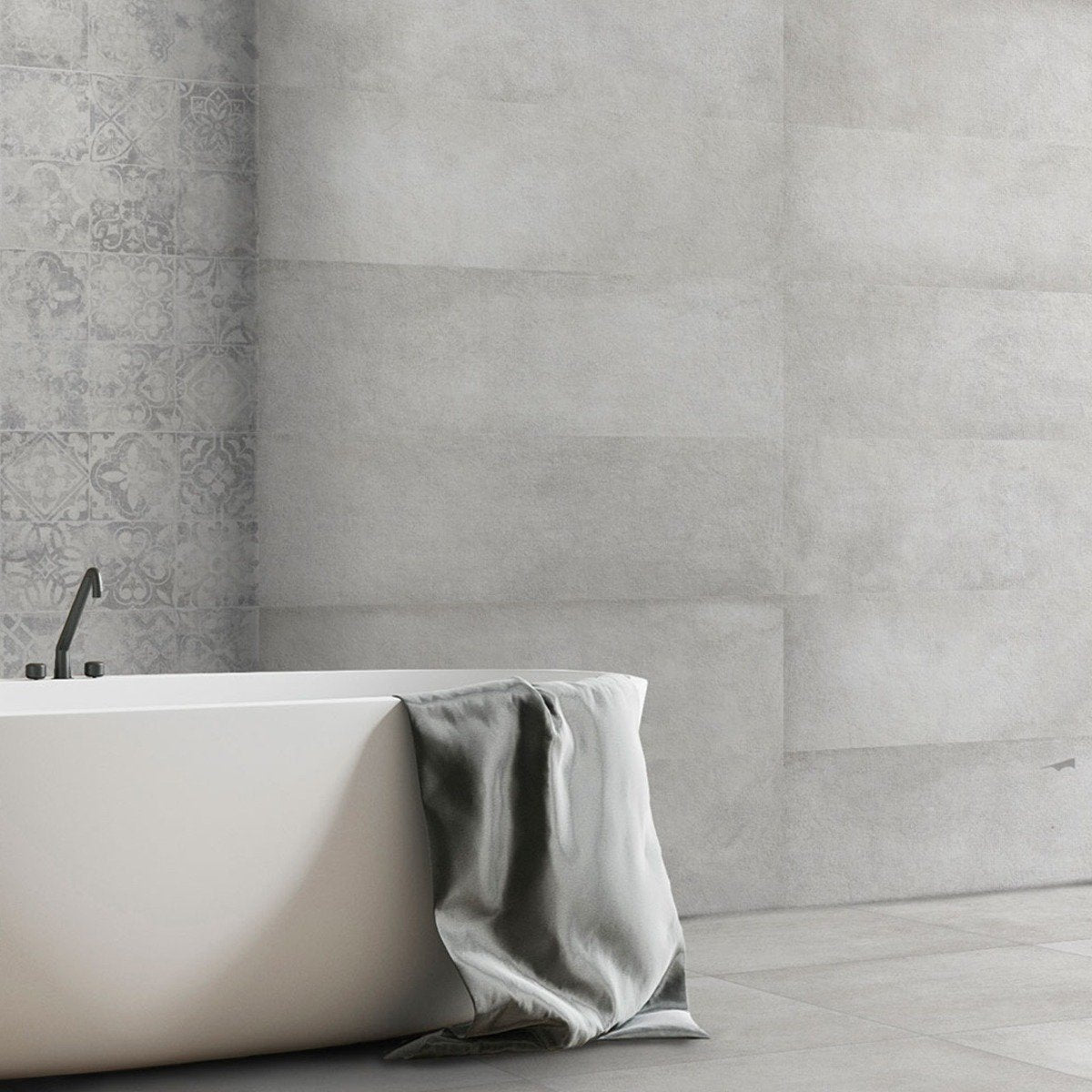 Lancer Gris Concrete Effect Matt Ceramic Tile 300x900mm