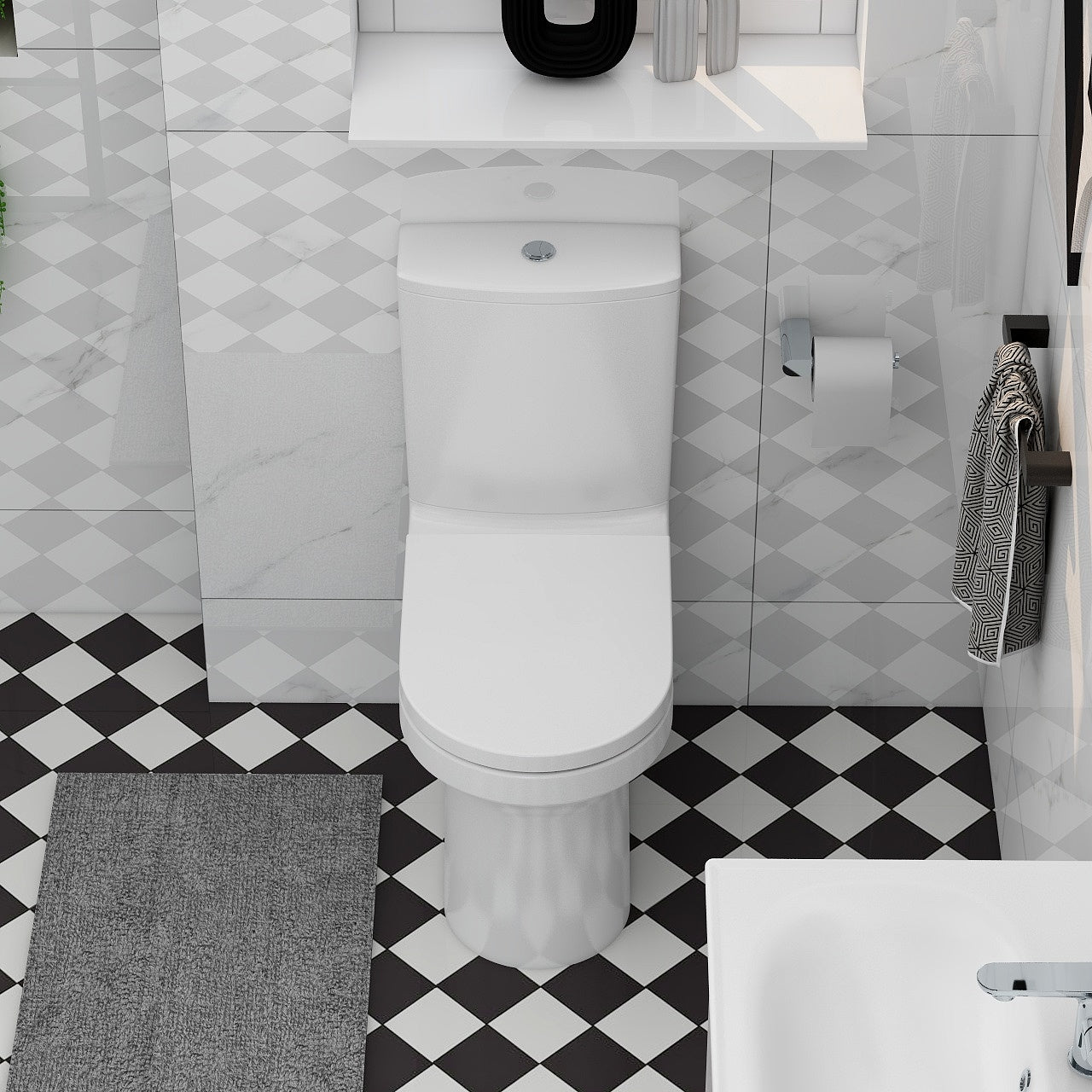 Alma Rimless comfort height, closed back close coupled pan & cistern (pan height 450mm)