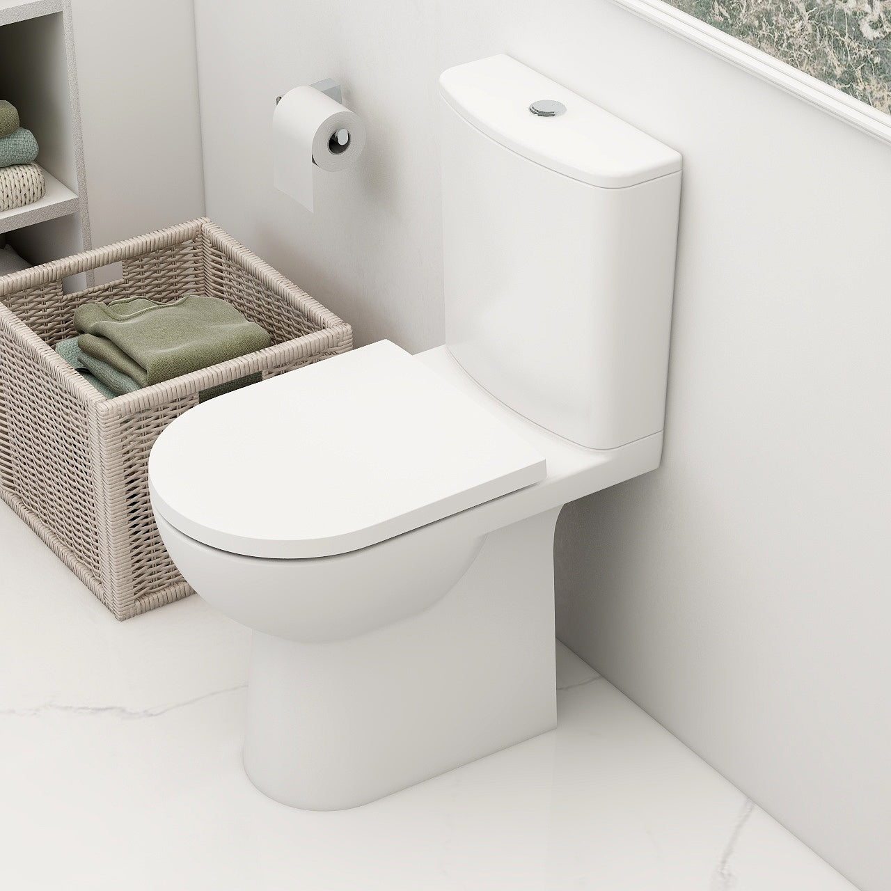 Croma Rimless short projection, comfort height, skirted open back, close coupled pan & cistern (pan height 450mm)